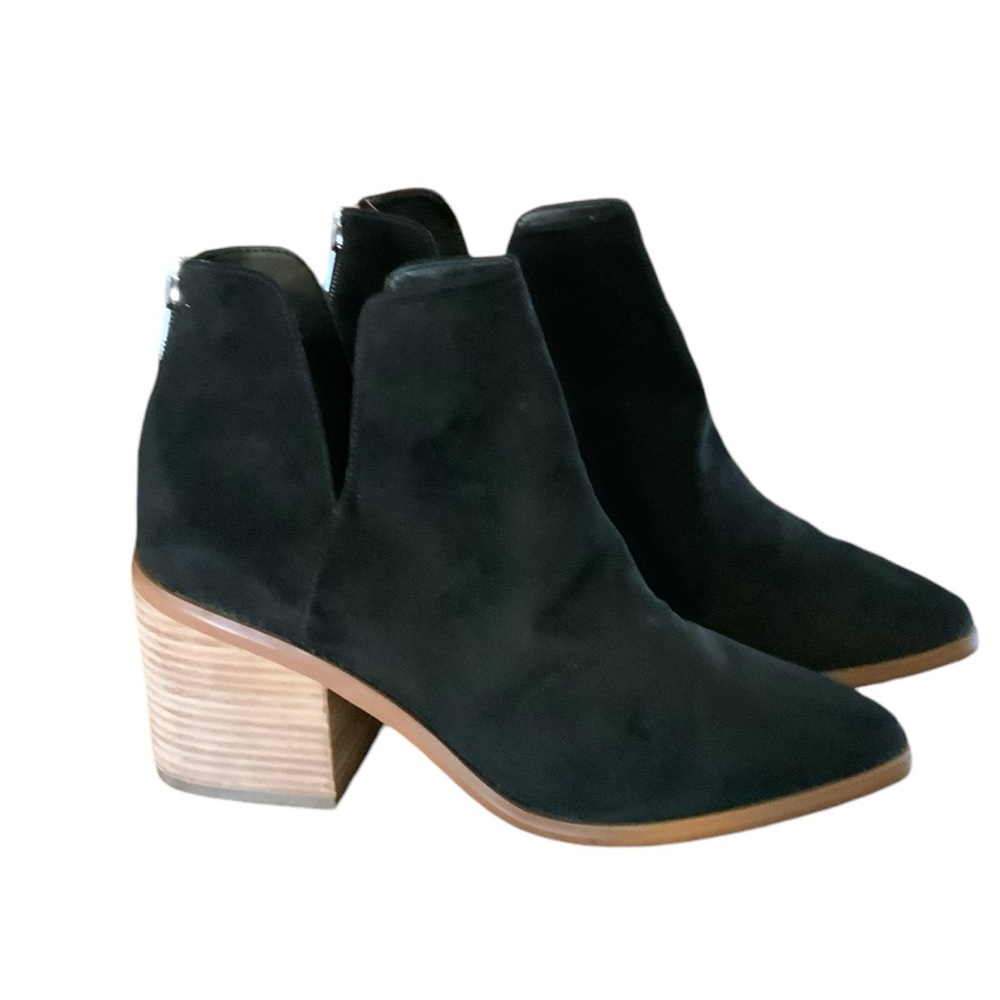 BP BOOTIES BOOTS faux suede side cut outs back zipper size 9 black